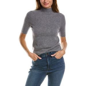Incashmere Womens Mock Neck Cashmere Sweater, Grey